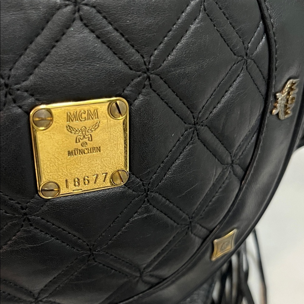 MCM Black Quilted Round Crossbody with Gold Hardware - Picture 2 of 9